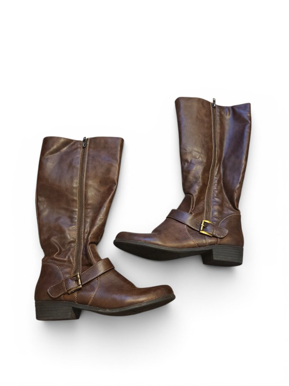 Naturalizer Vicker Bark Brown Zip Up Knee High Riding Boots Women's Size 8.5